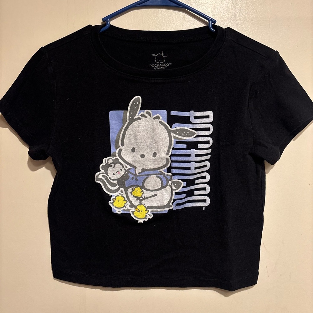 Sanrio Black Crop Top with Pochacco Graphic